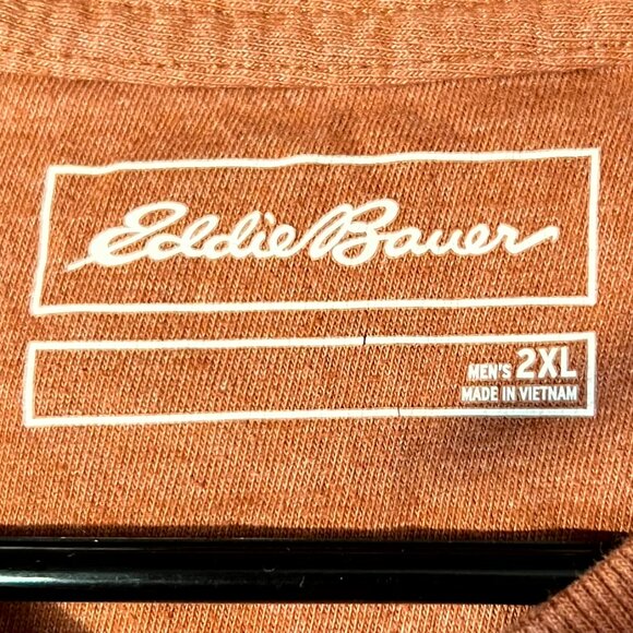 Eddie Bauer Orange Waffle-Knit Thermal Men's Long-Sleeve Henley T-Shirt SZ 2XL - Picture 2 of 6